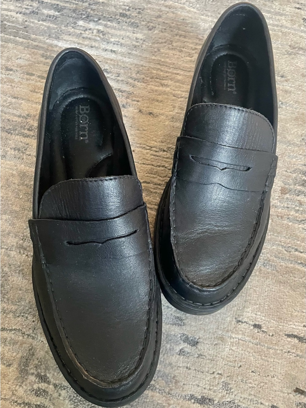 Born Black Leather Penny Loafers for Men